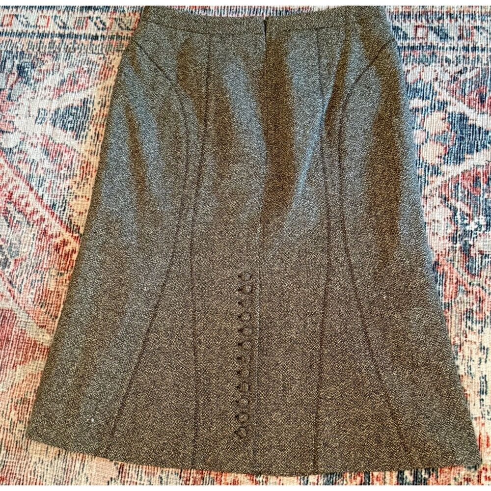 Ann Taylor Brown Tweed Midi Pencil Skirt Women's Size 4